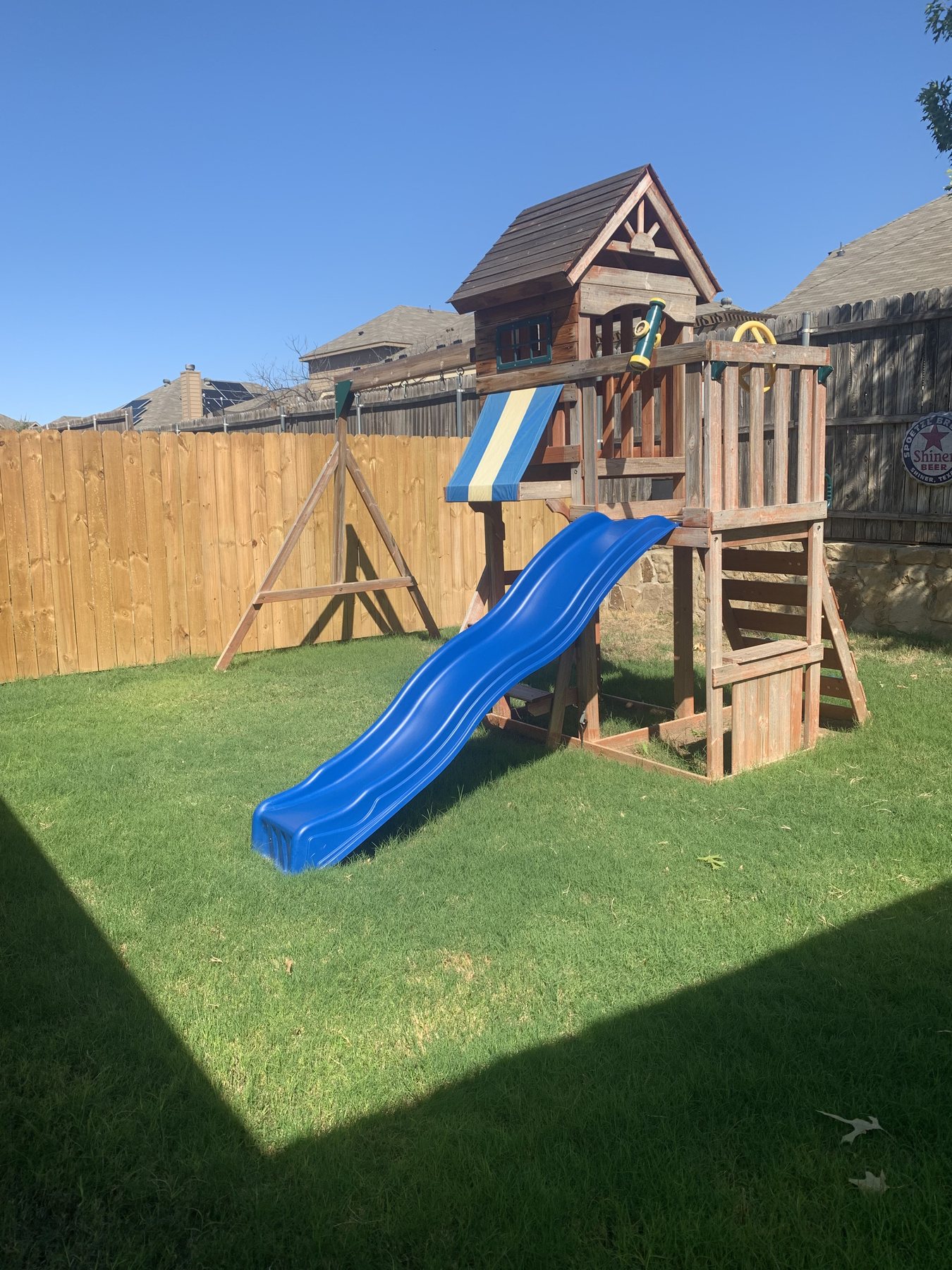 Wood playset restored and sealed
